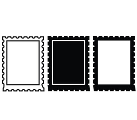 Cute cartoon hand drawn vector postage stamp outline, icon, silhouette.