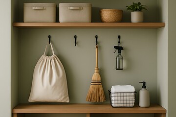 Systematic Laundry Room with Matching Containers and Supplies