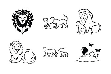 Tribal Lion Head with Geometric Details – Vector Outline