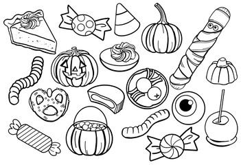 Set of Cute Halloween Food Coloured