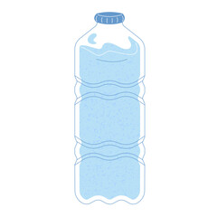 Plastic water bottle flat outline style with texture