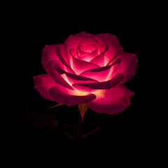 Glowing Pink Rose: Illuminated Flower Image