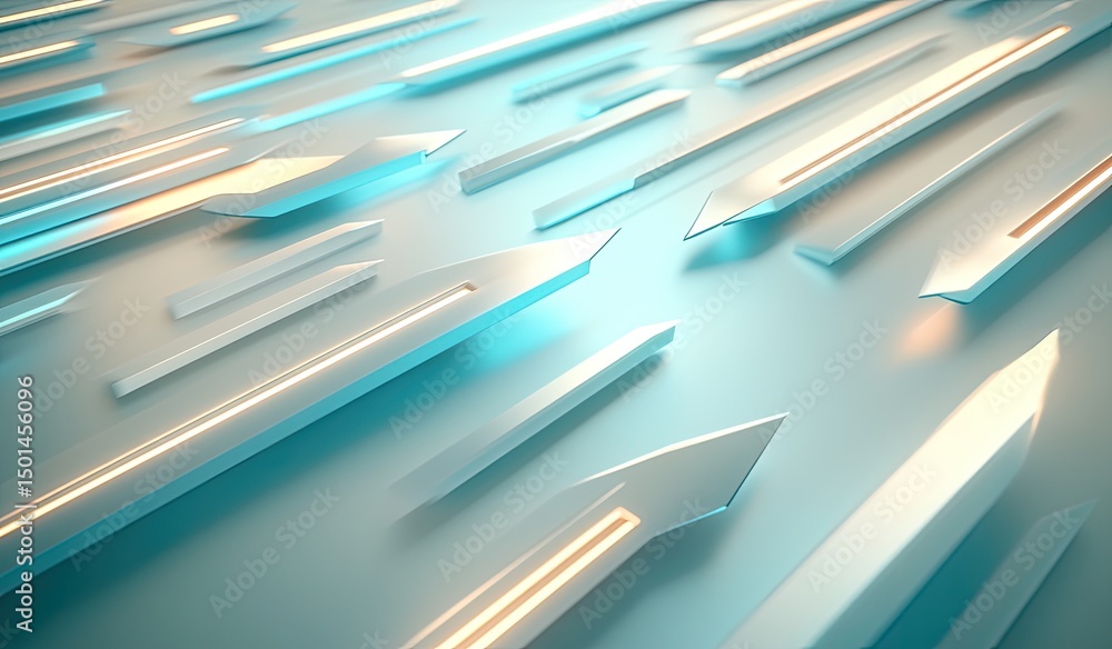 Poster abstract directional arrows on a light teal surface. multiple arrows in various angles and sizes, wi