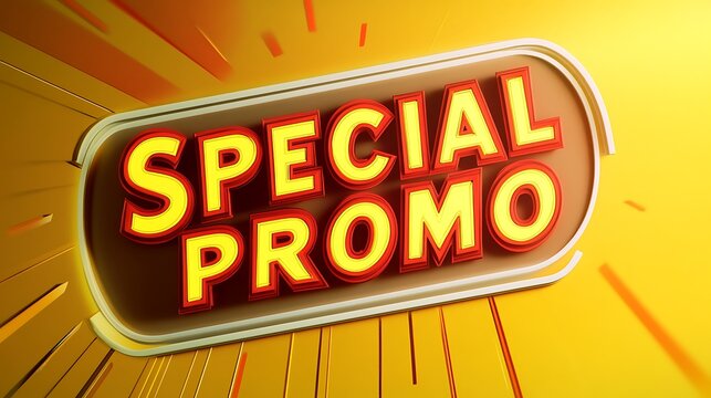 Bold, 3d text graphic displaying the phrase "special promo".