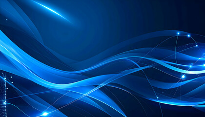 Naklejka premium Abstract Blue Glowing Waves Dark Background
