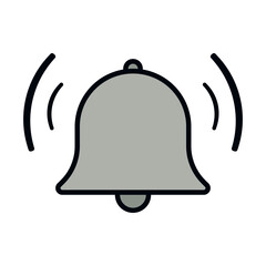 Alert bell vibrating with sound waves on white background vector illustration