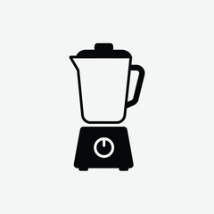 Minimalist Blender Mixer Icon – 2D Vector Black Silhouette in Flat Design on White Background