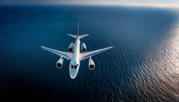 from the top view of learjet flying over the ocean from south to north dark tones contrast amoled