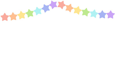 Rainbow star party flag garland in pastel color on isolated transparent background, Abstract rainbow background, Overlays colorful rainbows