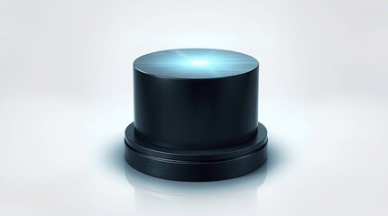 Sleek Black Cylindrical Pedestal with Glowing Blue Light, Modern Minimalist Product Display Stand