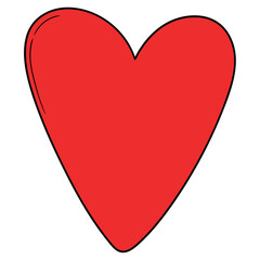 Hand drawn cartoon red heart on white background.