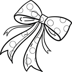 Polka Dot Bow Clipart Line Art Illustration