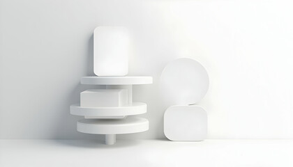 Geometric Shapes on White Background with Minimalist Design