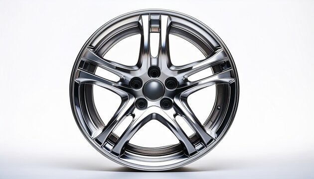 shiny chrome wheel rim isolated against a clean white background
