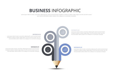 Infographics education pencil with 4 options. Study and education concept. Abstract infographic Design Minimal style. vector illustration in flat design. can be used for workflow layout, diagram.
