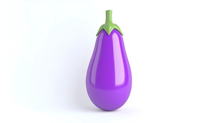 Vibrant Purple Eggplant on a Plain Background, Ideal for Cooking and Healthy Eating Themes