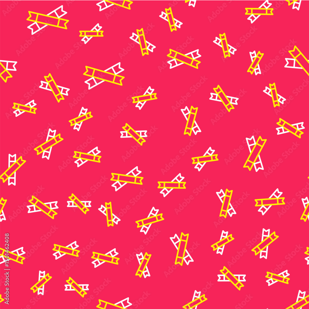 Poster line sugar stick packets icon isolated seamless pattern on red background. blank individual package 