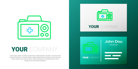 Line Photo camera icon isolated on white background. Foto camera. Digital photography. Colorful outline concept. Vector