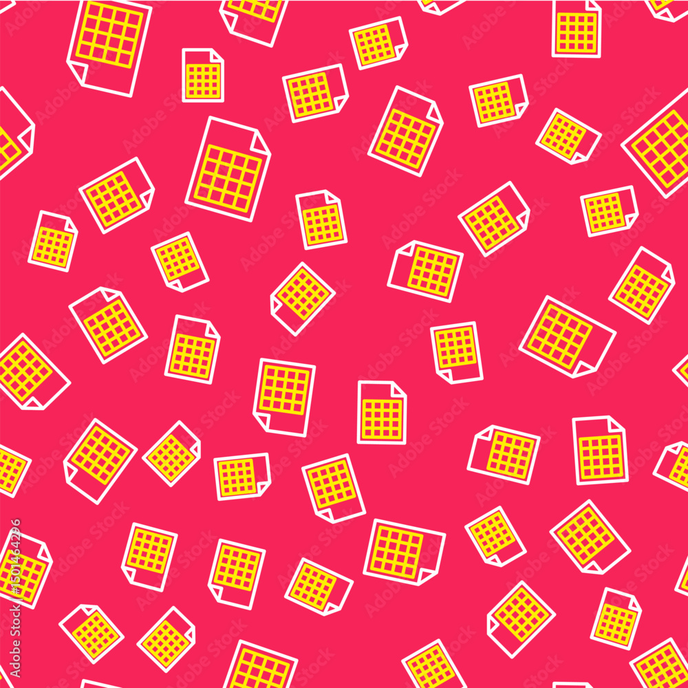 Poster line file document icon isolated seamless pattern on red background. checklist icon. business concep