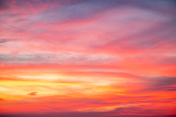 Beautiful , luxury soft gradient orange gold clouds and sunlight on the blue sky perfect for the background, take in evening,Twilight, Large size, high definition landscape photo