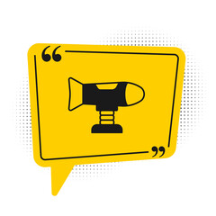 Black Swing plane on the playground icon isolated on white background. Childrens carousel with plane. Amusement icon. Yellow speech bubble symbol. Vector