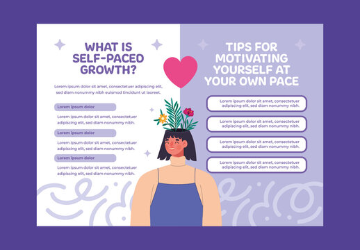 Purple And Pink Self Growth Motivation Wellness Brochure Template