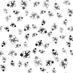 Black Fire exit icon isolated seamless pattern on white background. Fire emergency icon. Vector