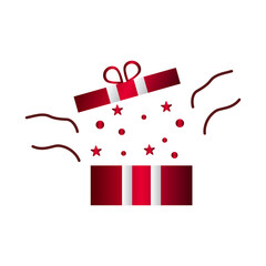 Red Gift Box with Confetti Burst
