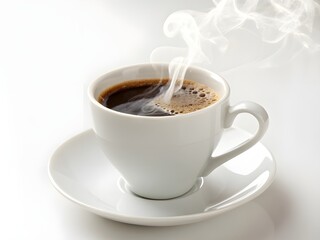 Fototapeta premium Aromatic Hot Coffee on white background