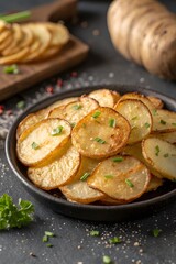 Perfectly Sliced Fried Potatoes Crispy and Delicious Homemade Food