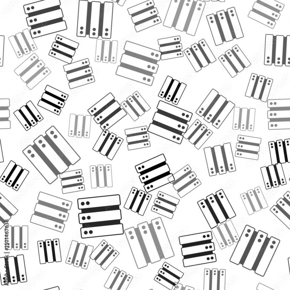 Poster black server, data, web hosting icon isolated seamless pattern on white background. vector