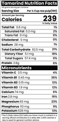 Tomarind Nutrition Facts for label design and packaging design