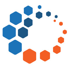 Abstract Hexagon Spiral in Blue and Orange