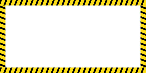 Black and yellow diagonal line striped. Blank vector illustration warning background. Hazard caution sign tape. Space for attention text .