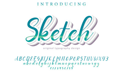 Sketch Font Stylish brush painted an uppercase vector letters, alphabet, typeface