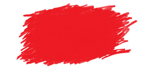 Grunge badge brush, hand drawn red color sticker isolated on white or transparent background