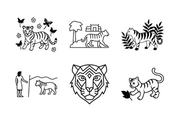 "Mother Tiger with Cubs &ndash; Safari Life Vector Art"