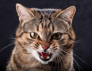 Obraz premium a fierce tabby cat expressing its emotions in playful anger