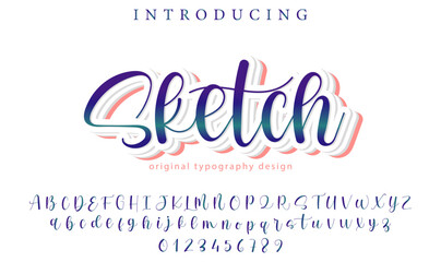 Sketch Font Stylish brush painted an uppercase vector letters, alphabet, typeface