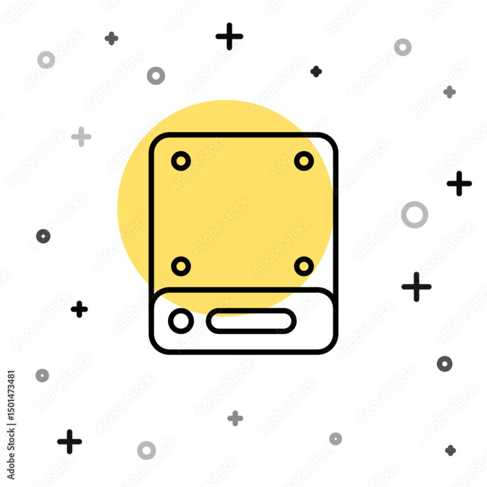Poster black line server, data, web hosting icon isolated on white background. random dynamic shapes. vecto
