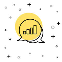 Black line Pie chart infographic icon isolated on white background. Diagram chart sign. Random dynamic shapes. Vector