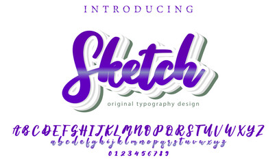Sketch Font Stylish brush painted an uppercase vector letters, alphabet, typeface