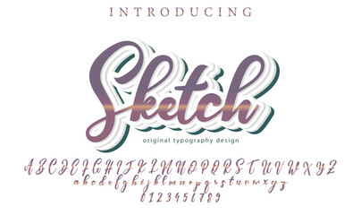 Sketch Font Stylish brush painted an uppercase vector letters, alphabet, typeface
