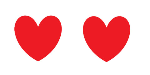 Two red color hearts isolated on white or transparent background
