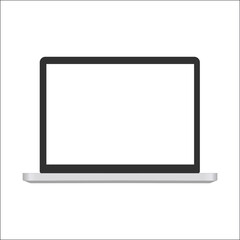 Laptop icon in flat minimal style representing digital technology or online work on transparent background
