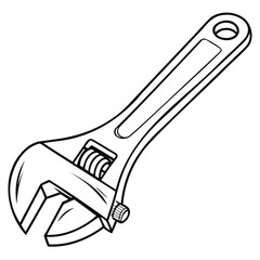 Adjustable wrench icons vector outline or vector line art on transparent background