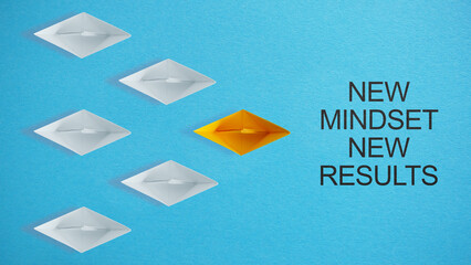 Motivational quote - New mindset new results is shown as business concept