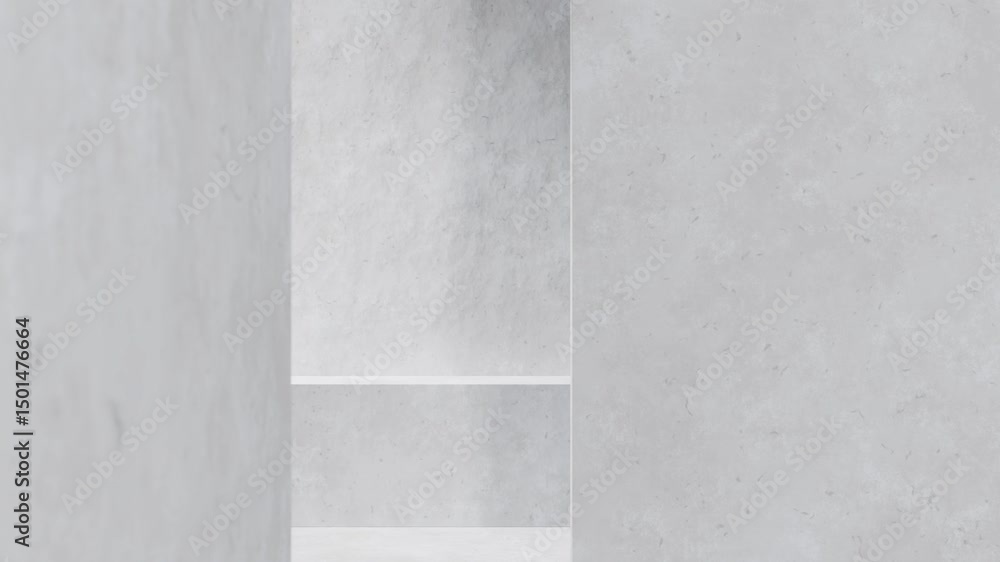 Poster empty concrete room with shelf creating modern minimalist space