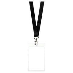 Isolated lanyard with id card holder identification pass for events and conferences access control on transparent background