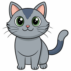 Lovely grey cat.White background